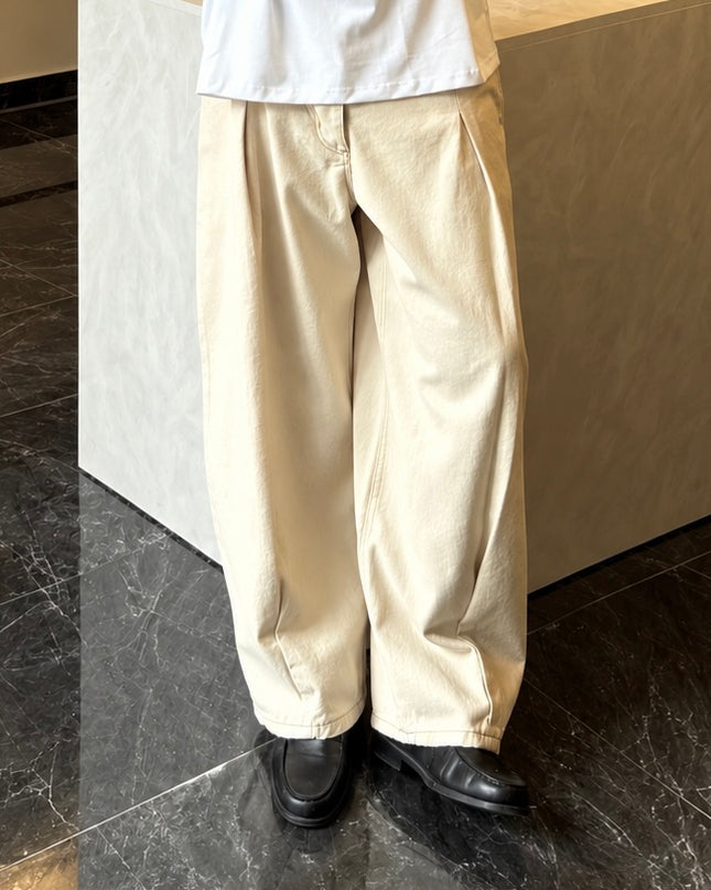 Jeans in bull di cotone con pinces effetto piega - da completo