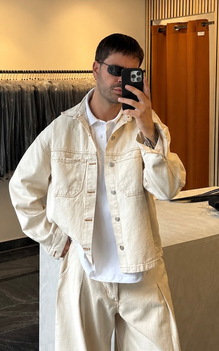 Giacca camicia crop in bull di cotone - da completo