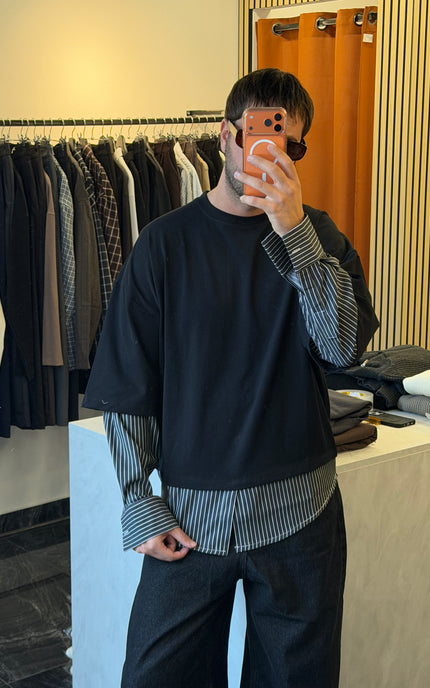 Longsleeve doppiata con camicia -nera