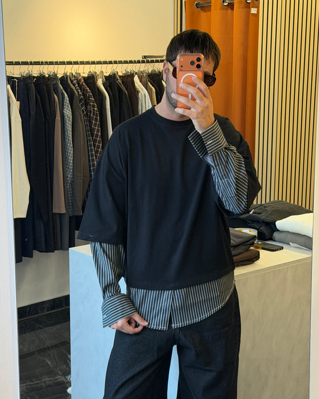 Longsleeve doppiata con camicia -nera