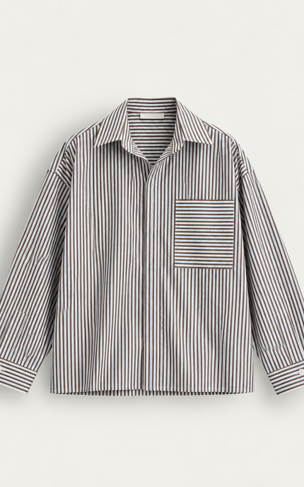 Camicia con tasca fantasia rigata