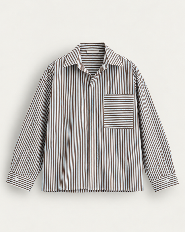 Camicia con tasca fantasia rigata