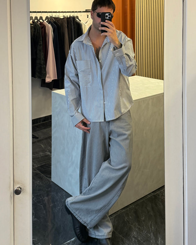 Camicia con tasca fantasia rigata