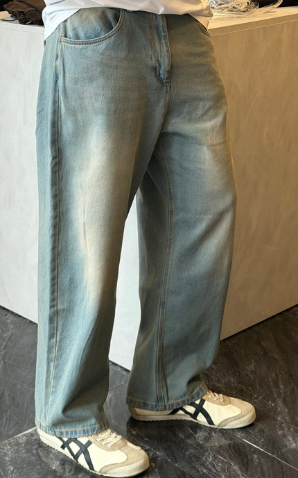 Wide denim - sabbiato chiaro vintage