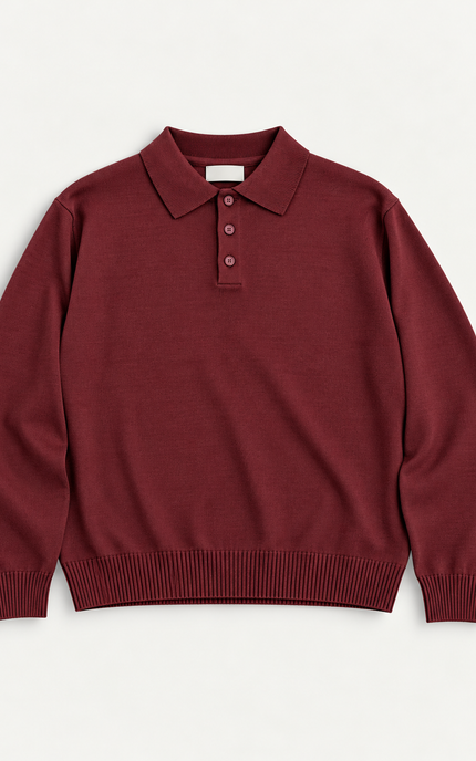 Polo in misto lana rasata - Bordeaux