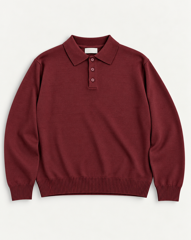 Polo in misto lana rasata - Bordeaux