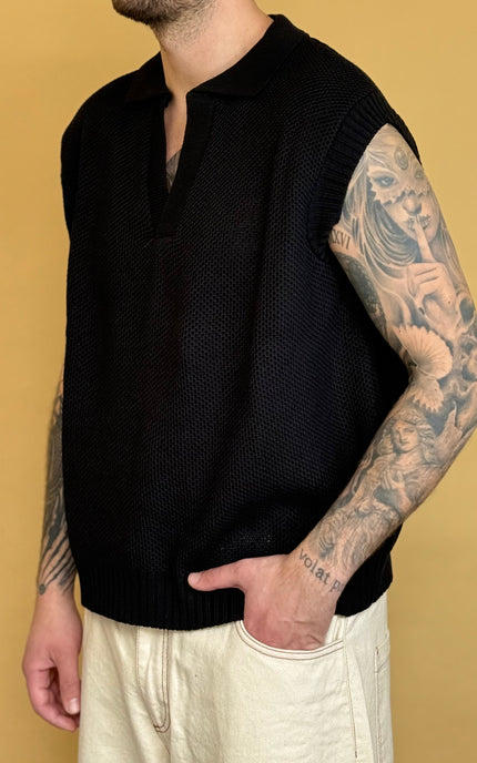 SMANICATO IN MAGLIA CON COLLETTO