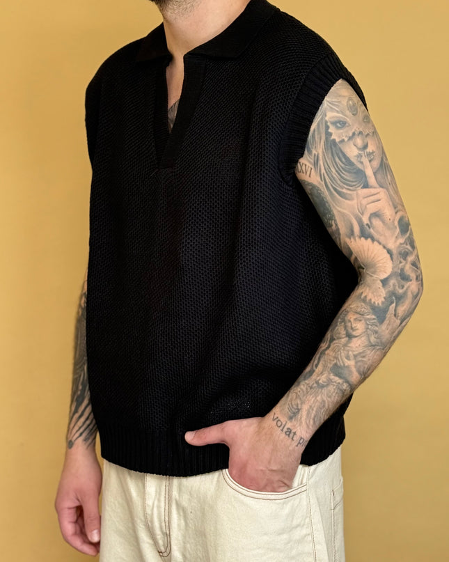 SMANICATO IN MAGLIA CON COLLETTO