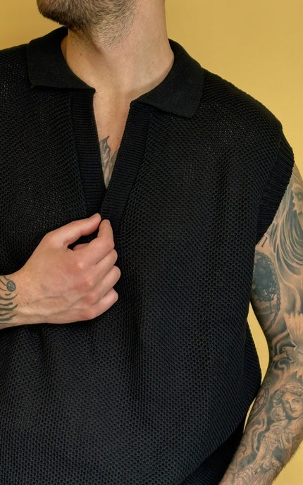 SMANICATO IN MAGLIA CON COLLETTO