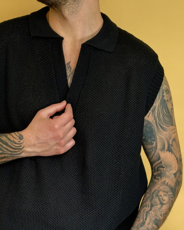 SMANICATO IN MAGLIA CON COLLETTO