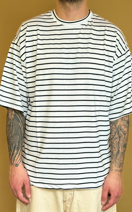 T-SHIRT RIGATA OVERSIZE - BIANCA RIGA NERA