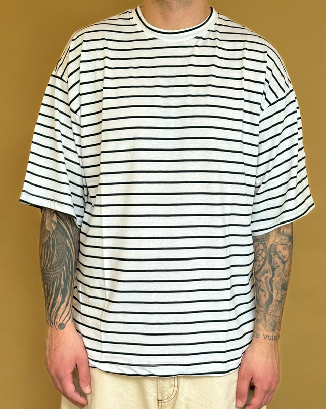 T-SHIRT RIGATA OVERSIZE - BIANCA RIGA NERA