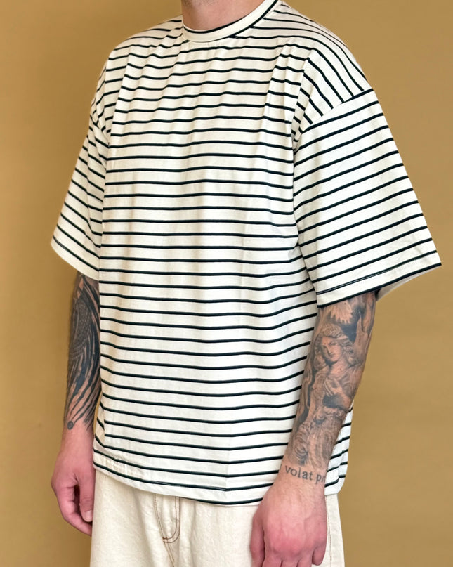 T-SHIRT RIGATA OVERSIZE - BEIGE RIGA BLU