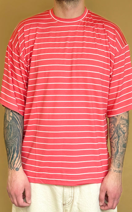 T-SHIRT RIGATA OVERSIZE - CORALLO