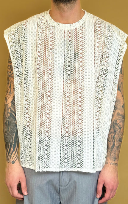 T-SHIRT SMANICATA ETNICA BIANCA