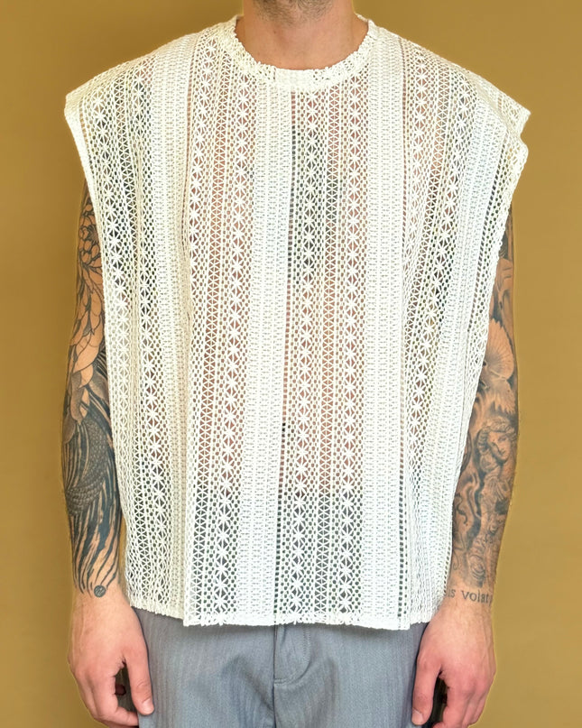 T-SHIRT SMANICATA ETNICA BIANCA
