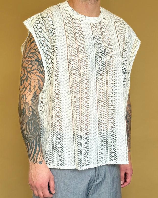 T-SHIRT SMANICATA ETNICA BIANCA