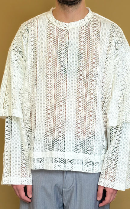 LONGSLEEVE DOPPIA MANICA ETNICA BIANCA