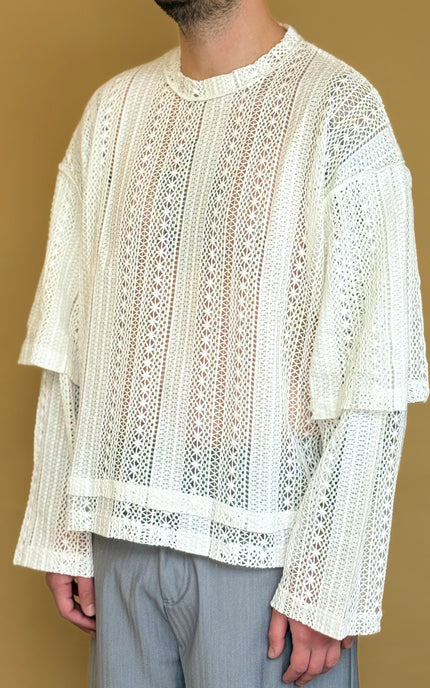 LONGSLEEVE DOPPIA MANICA ETNICA BIANCA