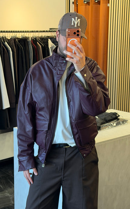 Burgundy Eco Leather Jacket