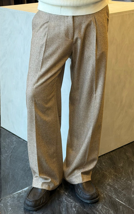 Pantalone spigato in misto lana -Sabbia