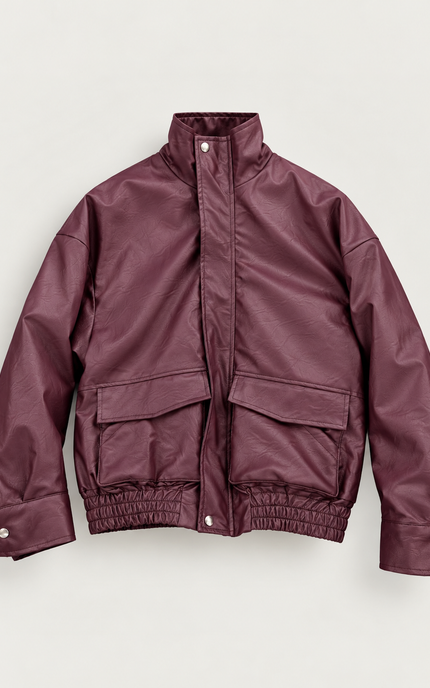 Burgundy Eco Leather Jacket