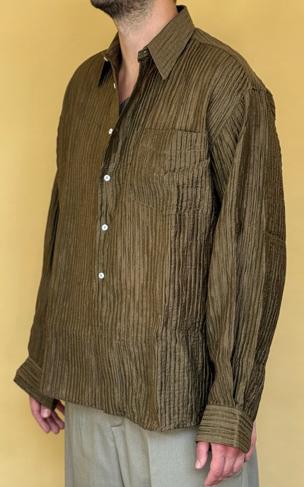 CAMICIA PLISSE' VERDE