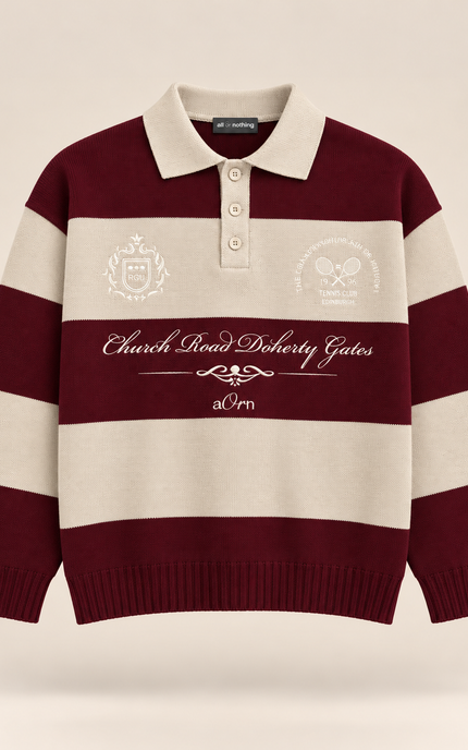 Polo college con ricami -Burgundy