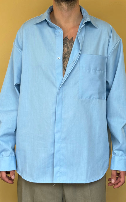 CAMICIA STONDATA OVERSIZE A TINTA UNITA