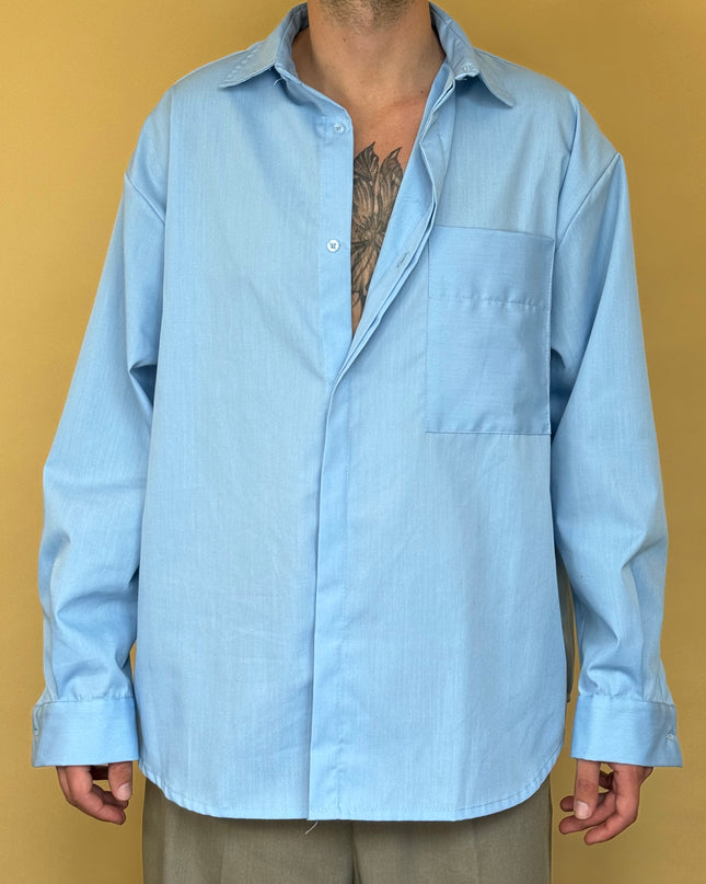 CAMICIA STONDATA OVERSIZE A TINTA UNITA