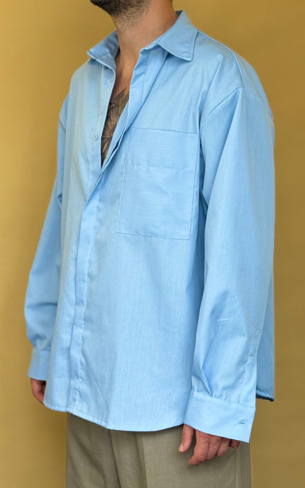 CAMICIA STONDATA OVERSIZE A TINTA UNITA