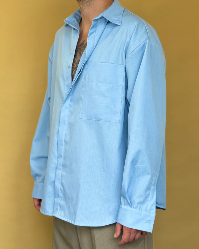 CAMICIA STONDATA OVERSIZE A TINTA UNITA