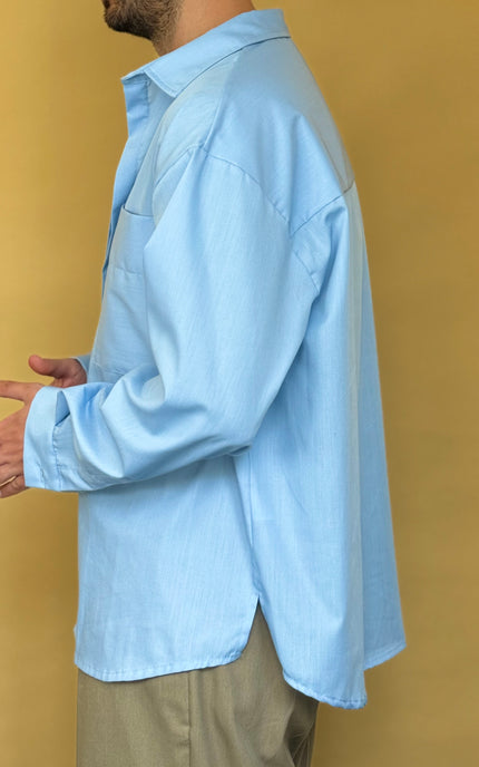 CAMICIA STONDATA OVERSIZE A TINTA UNITA