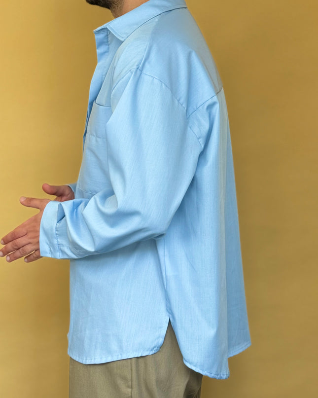CAMICIA STONDATA OVERSIZE A TINTA UNITA