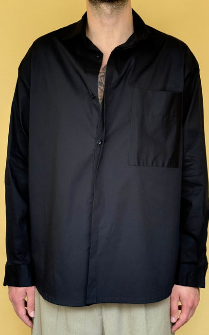 CAMICIA STONDATA OVERSIZE A TINTA UNITA
