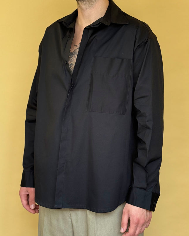 CAMICIA STONDATA OVERSIZE A TINTA UNITA