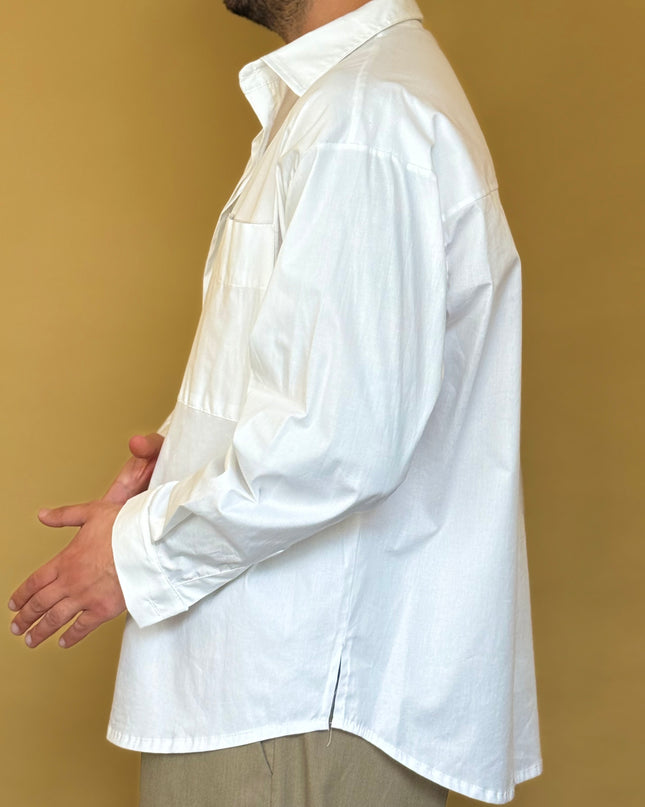 CAMICIA STONDATA OVERSIZE A TINTA UNITA