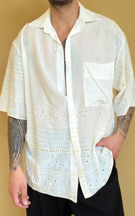 CAMICIA OVERSIZE CON TRAMA PIZZO SANGALLO