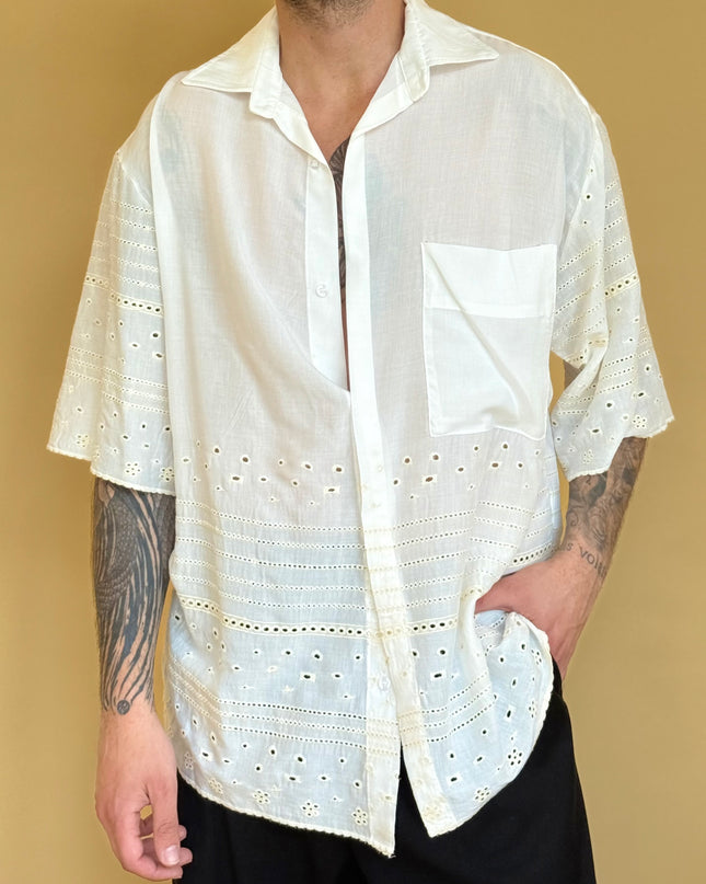 CAMICIA OVERSIZE CON TRAMA PIZZO SANGALLO