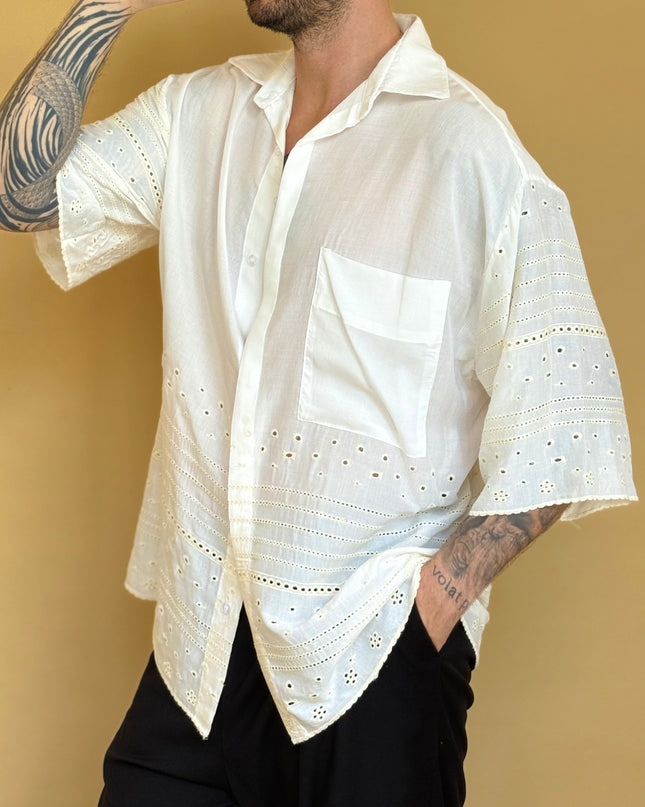 CAMICIA OVERSIZE CON TRAMA PIZZO SANGALLO