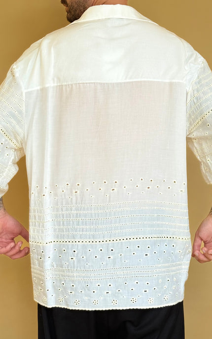 CAMICIA OVERSIZE CON TRAMA PIZZO SANGALLO