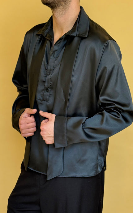 CASACCA EFFETTO RASO CON FOULARD NERA