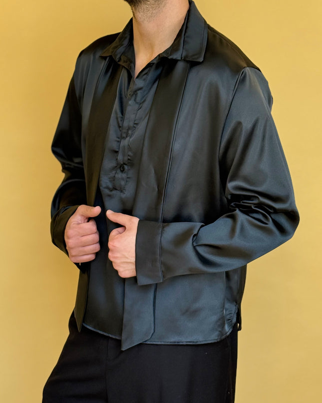 CASACCA EFFETTO RASO CON FOULARD NERA