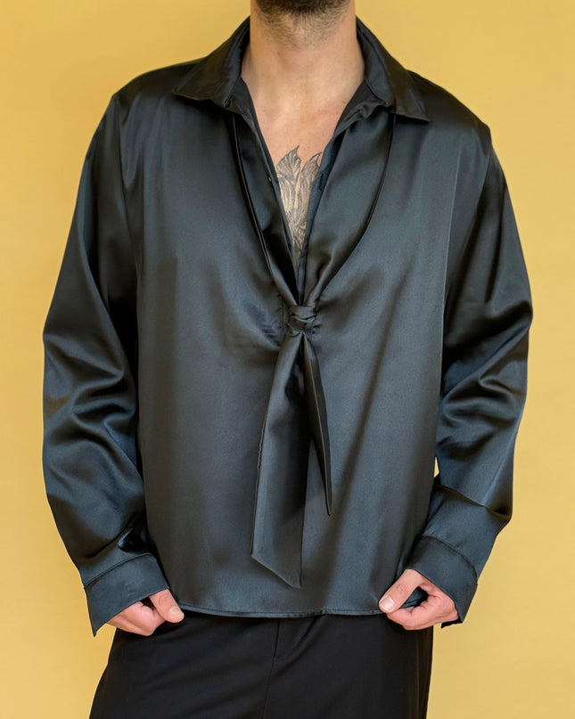 CASACCA EFFETTO RASO CON FOULARD NERA