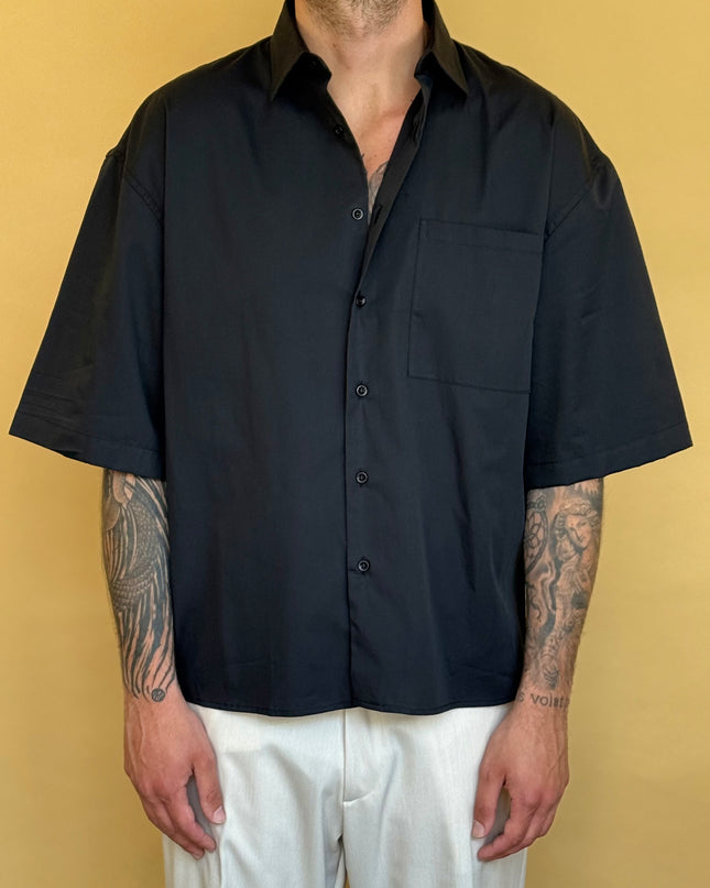 CAMICIA M/M CROP 100% COTONE - TINTA UNITA