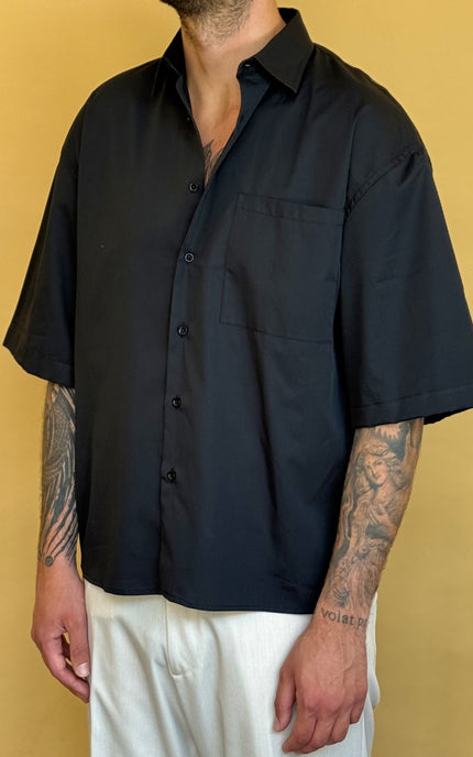 CAMICIA M/M CROP 100% COTONE - TINTA UNITA