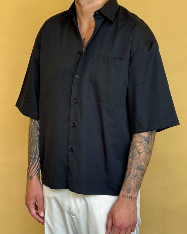 CAMICIA M/M CROP 100% COTONE - TINTA UNITA