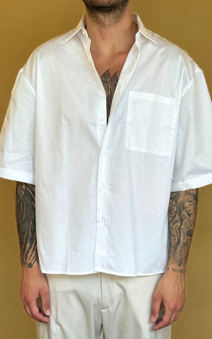 CAMICIA M/M CROP 100% COTONE - TINTA UNITA