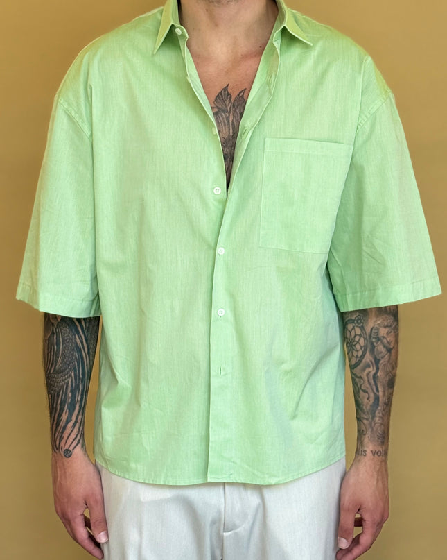 CAMICIA M/M CROP 100% COTONE - TINTA UNITA