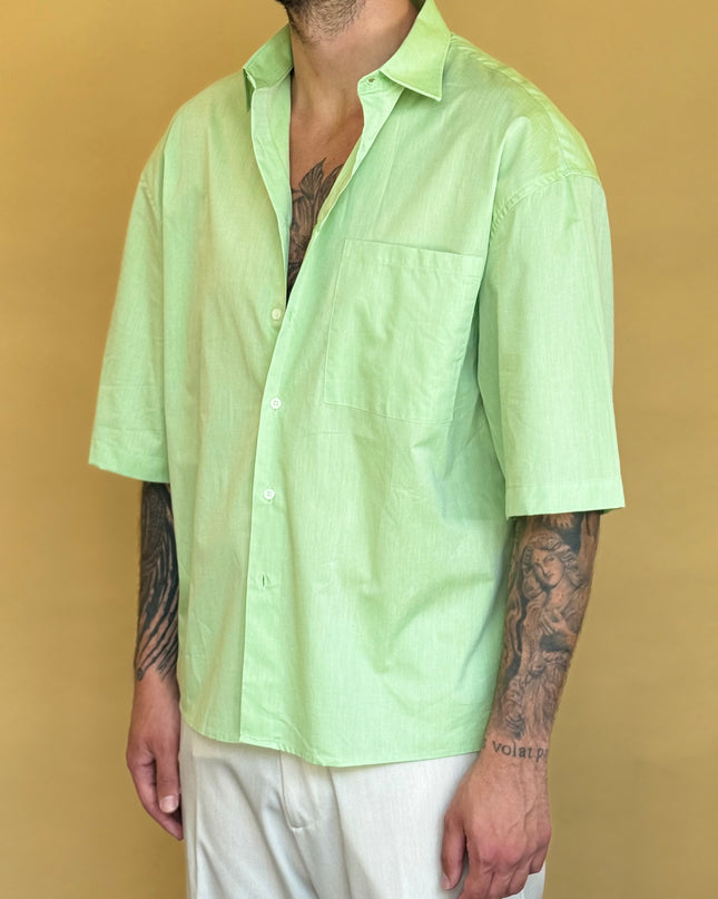 CAMICIA M/M CROP 100% COTONE - TINTA UNITA